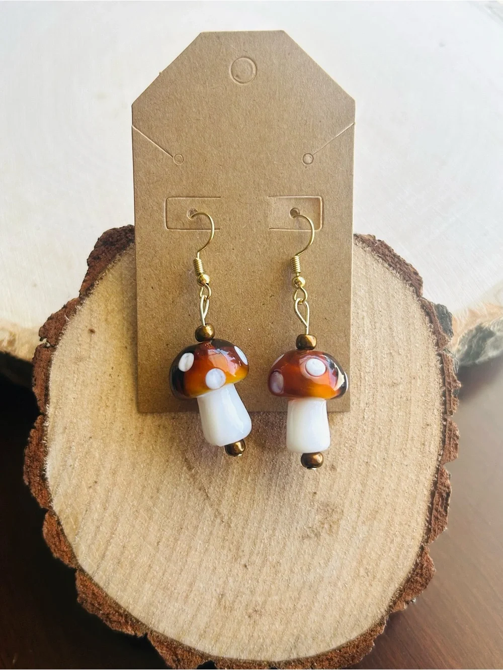 Mushroom Dangle Earrings Cottagecore Boho Witchy Jewelry